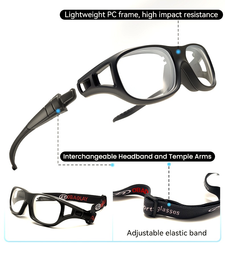 Atlas Prescription Sports Goggles White - Interchangeable temple arms and headband - Soccer, Basketball, Baseball Glasses - Image 2